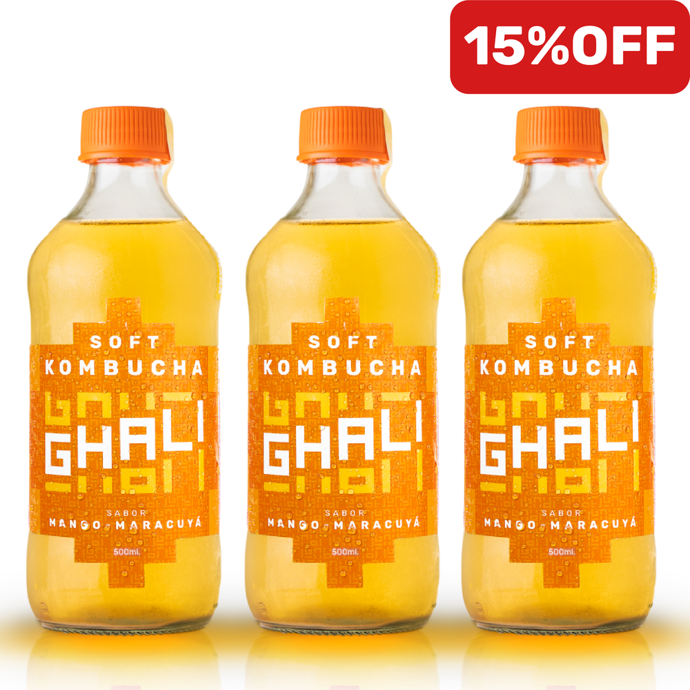 CAJA  KOMBUCHA MANGO-MARACUYÁ (9 unidades)